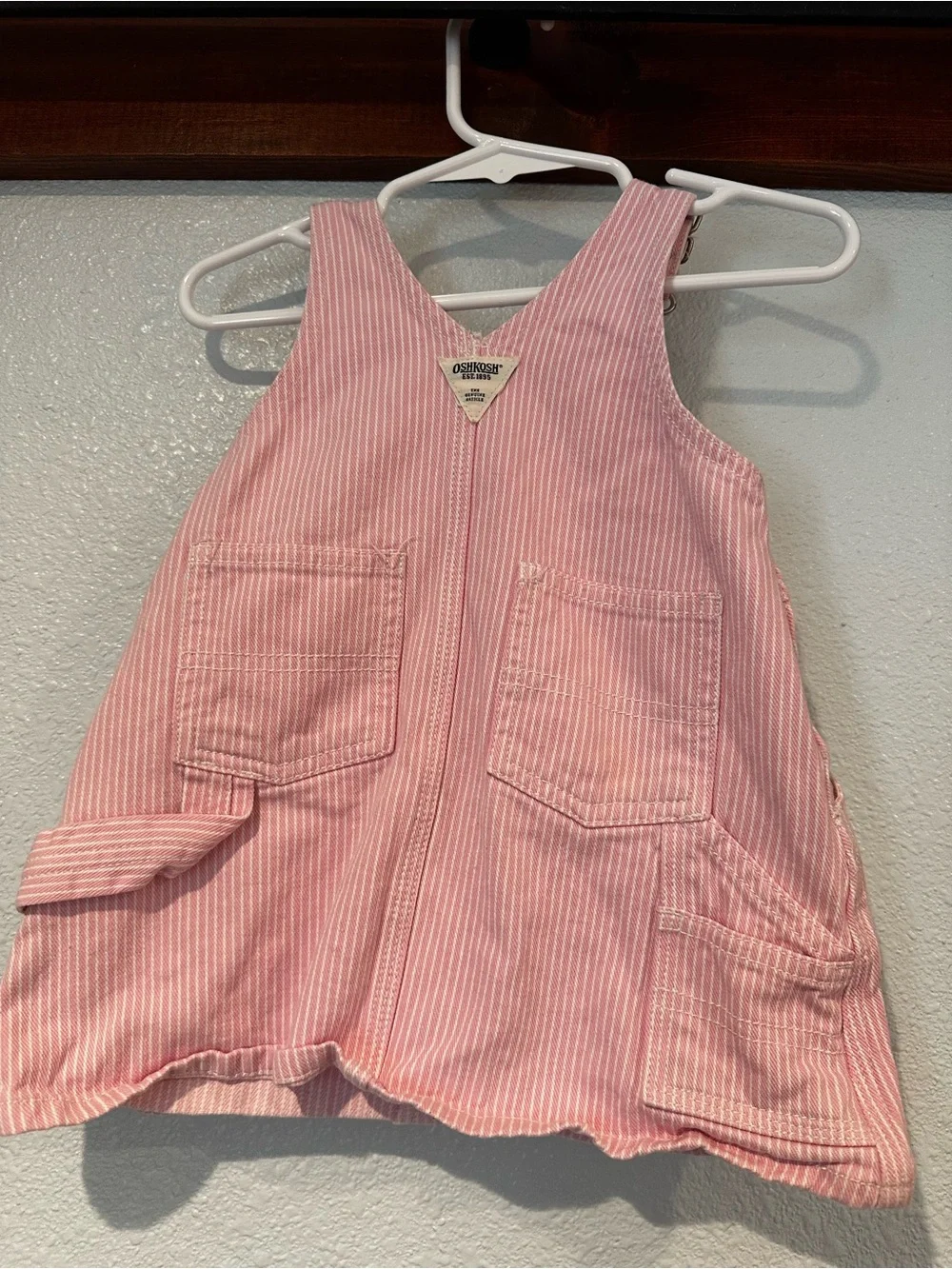 OshKosh B'gosh Pink Striped Girls Overall Dress